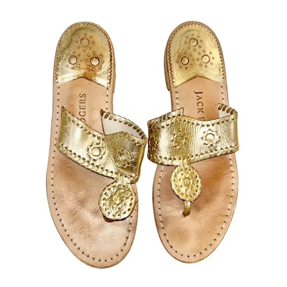 Jack Rogers Gold Leather Sandals Women’s Size 8.5 - Picture 1 of 8